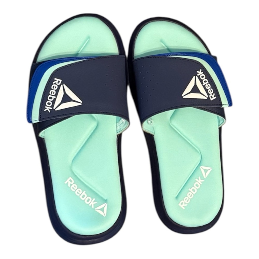 Reebok Aqua and Navy Slide Sandals